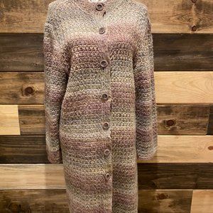 J jill Long Multi Cardigan/velvet buttons